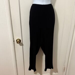 Eileen Fisher Black Wide Leg Rib-Knit Pants